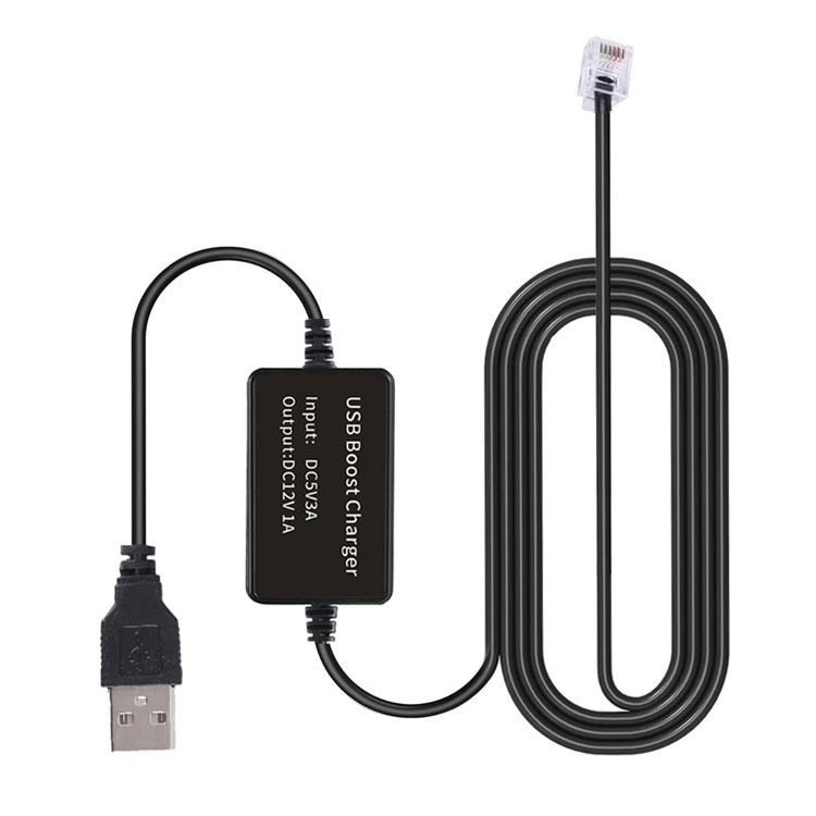 Supply USB boost line 5V9V to 12V RJ11 detection radar car driving recorder buck power cord