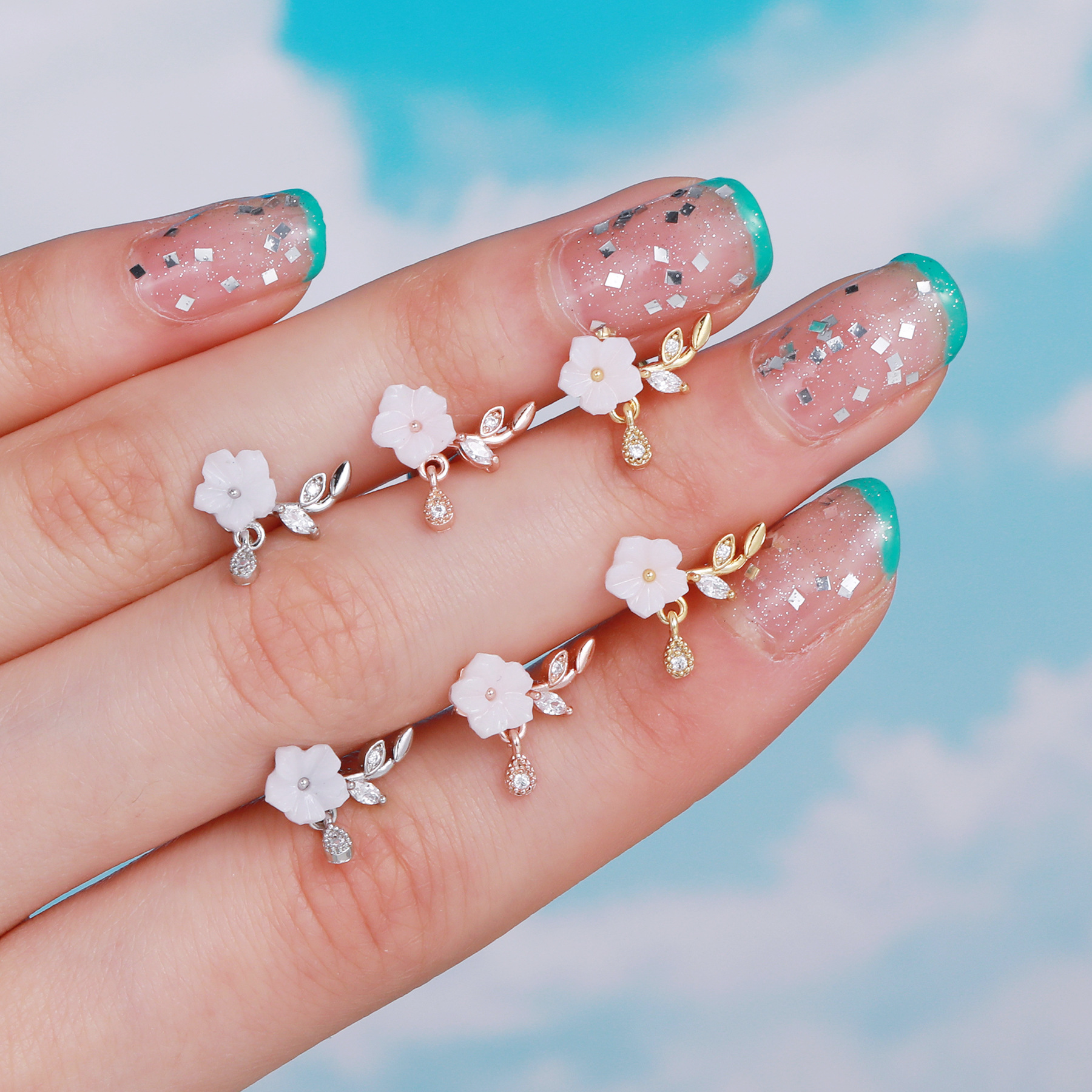 Fashion Butterfly Brass Inlay Zircon Ear Studs 1 Piece