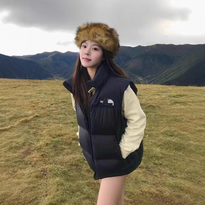 The North Face 1996 Unisex down Vest Embroidered Jacket with White Goose down Filling, Reversible Stand Collar