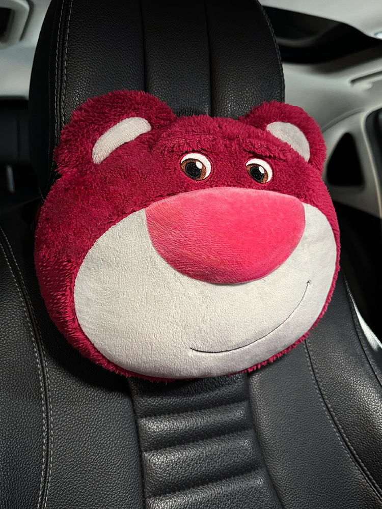 자동차 허리 쿠션 허리 보호 귀여운 딸기 곰 2024 새로운 자동차 허리 좌석 허리 지원 허리 보호 유물을 운전