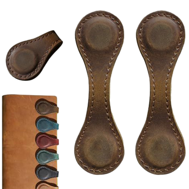 Feideli Amazon caliente de cuero genuino titular de libro magnético retro estudiante marca de lectura marcador titular de la cuenta de mano de doble cara