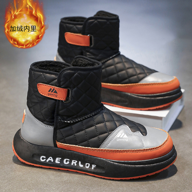 Black Martin Boots For Men, Winter Men's Shoes, High-Top With Fleece, Warm Cotton Shoes, Thickened Outdoor Men's Snow Bo_vogvips.com