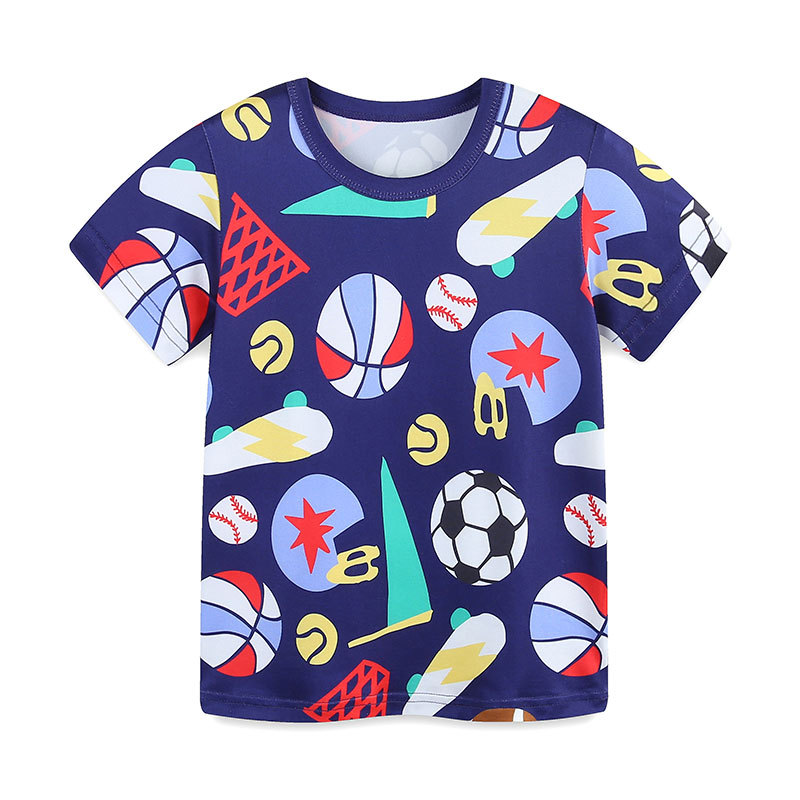 AostaBetty verano nuevo estilo ropa para el hogar de dos piezas traje de manga corta para niños con estampado de fútbol de estilo europeo y americano