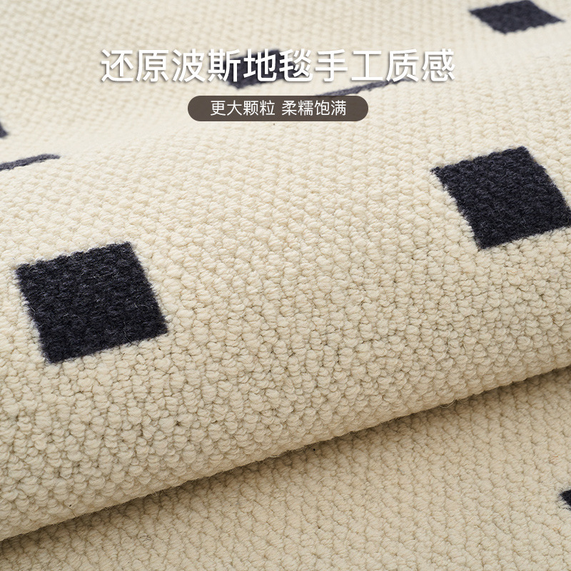 Nórdico ligero de lujo alfombra retrógrada tablero de ajedrez sala de estar dormitorio hogar lana francesa mezcla alfombra antideslizante villa