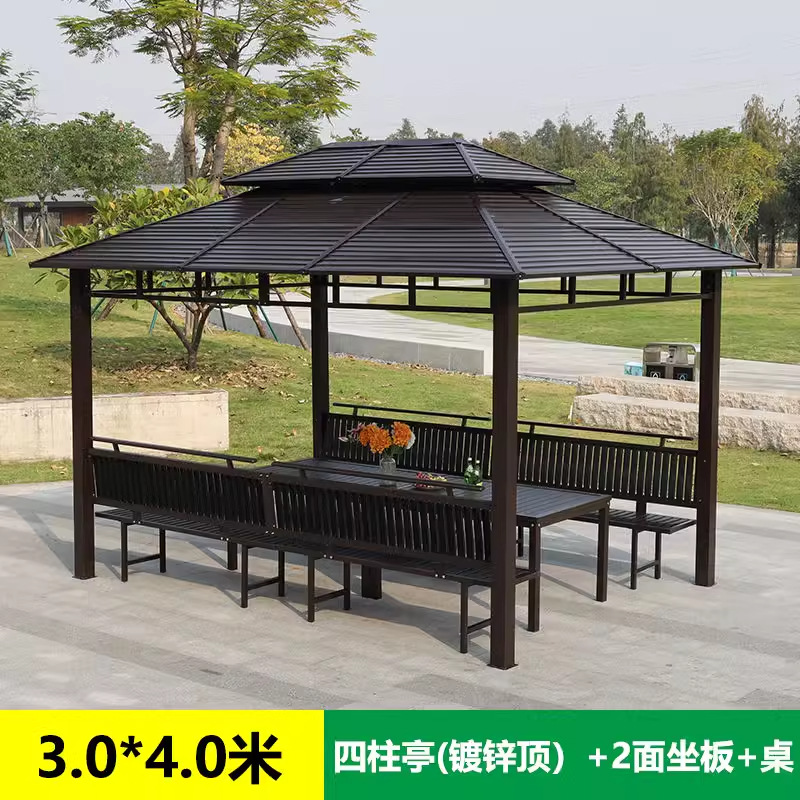 pabellón al aire libre techo galvanizado pabellón de cuatro pilares patio jardín terraza ocio sombrilla gran cobertizo