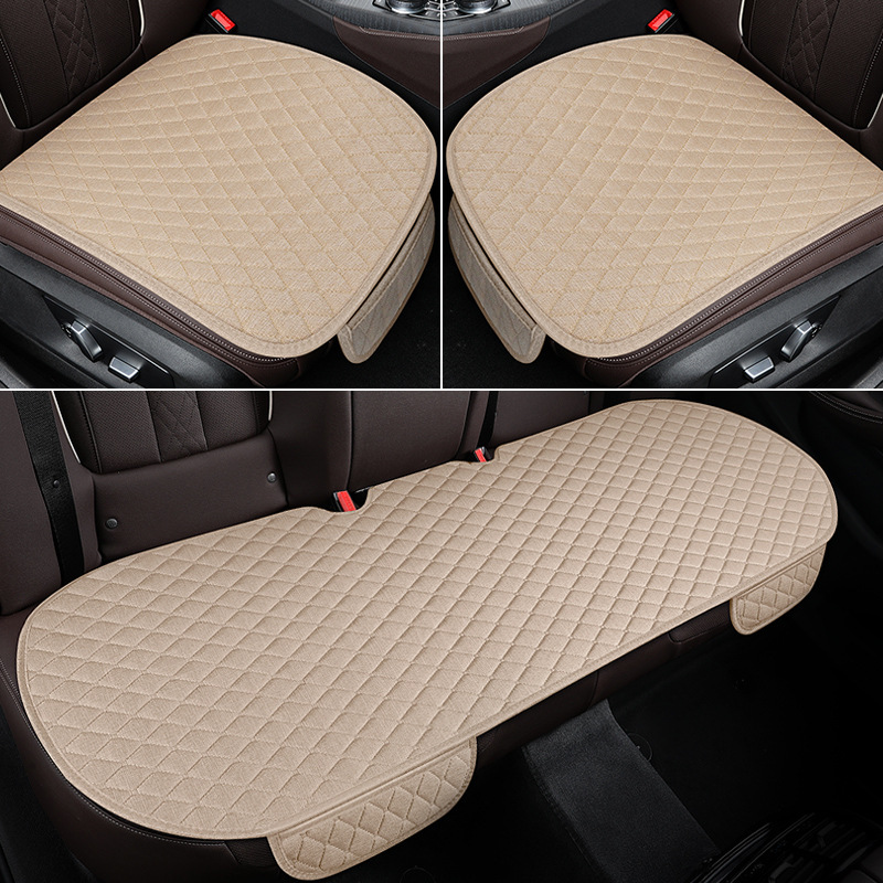 Cojín del asiento del coche cojín del asiento de lino cojín del asiento trasero del coche de tres piezas cuatro estaciones cojín del asiento universal tapa de la cabeza del asiento del coche