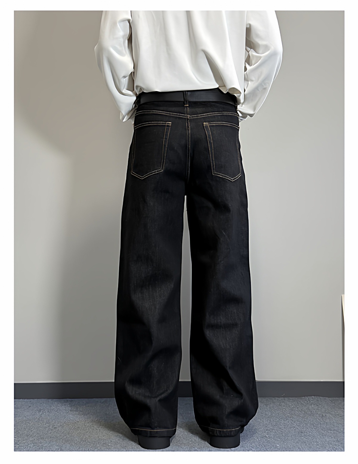 Men's Raw Color Denim Jeans 2026 Spring/Autumn American Style Loose Straight Leg A-Line Wide Leg Pants Trendy mid Waist Long Non-Stretch_mkmklike.com