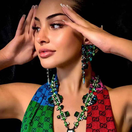Euro-american exaggerated runway-style 925 silver stud earrings with artificial rhinestones, featuring teardrop-shaped tassels—elegant party-ready ear accessories for women