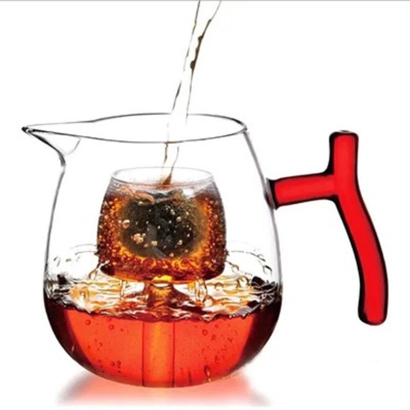 Fábrica al por mayor resistente al calor de alta temperatura de vidrio resistente pequeño verde naranja tetera hirviendo especial tetera Kung Fu taza de té hirviendo