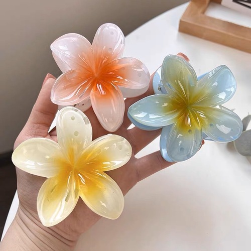 European and American cross-border simulation three-dimensional plumeria hairpin hair accessories flower gripper elegant ladies shark clip wholesale