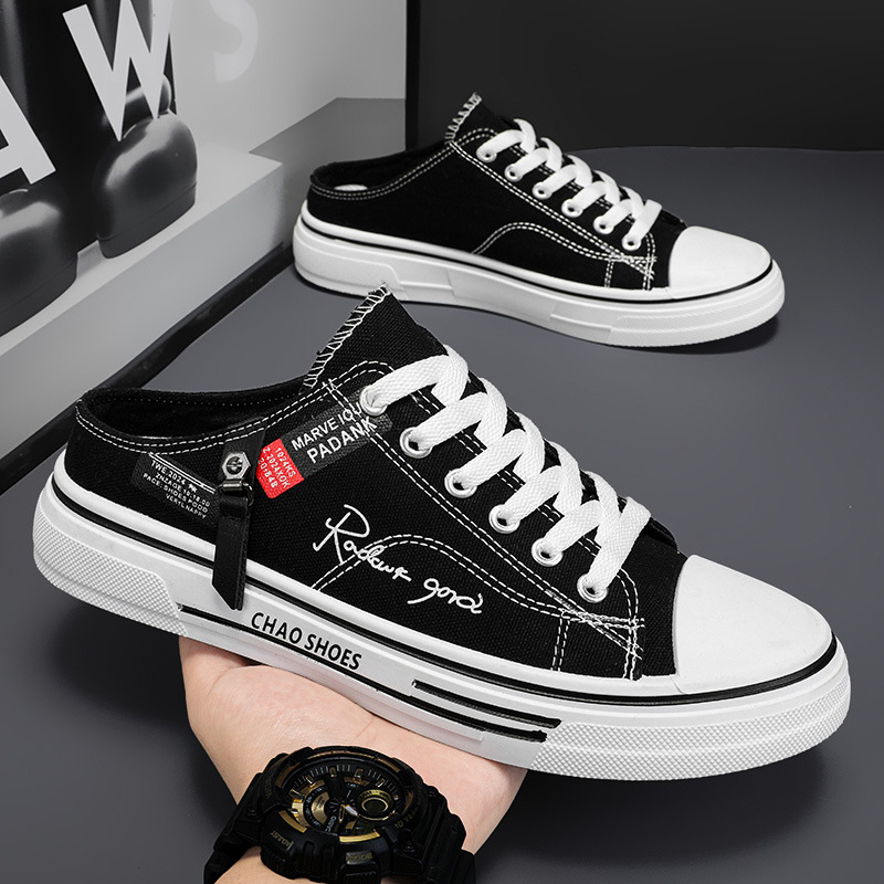 Canvas Men's Spring and Summer Breathable All-match Lazy Slip-on Half Slippers Sports Casual All-match Trendy Shoes