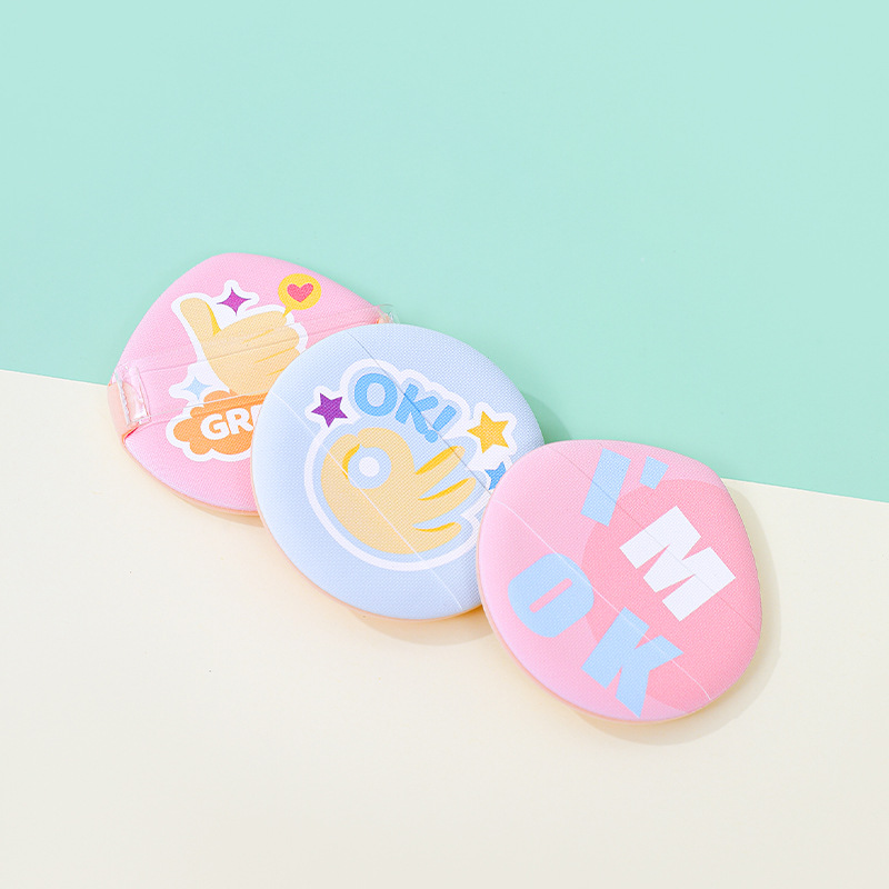 Fábrica personalizada Macaron Shuffle polvo de cojín de aire grande ancho cinta dedos esponja maquillaje no látex al por mayor