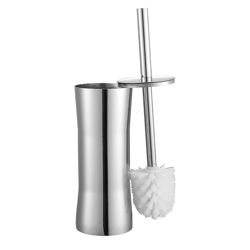 Acero inoxidable cepillo de inodoro mango largo cepillo base de limpieza conjunto de limpieza inodoro cepillo de cabeza redonda artefacto doméstico image 1