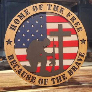 Independence Day Gift American Wooden Commemorative Sign Desktop Wall Decoration Door Hanging Independence Day Decoration Ornament Independence Plaque Cross-Border
