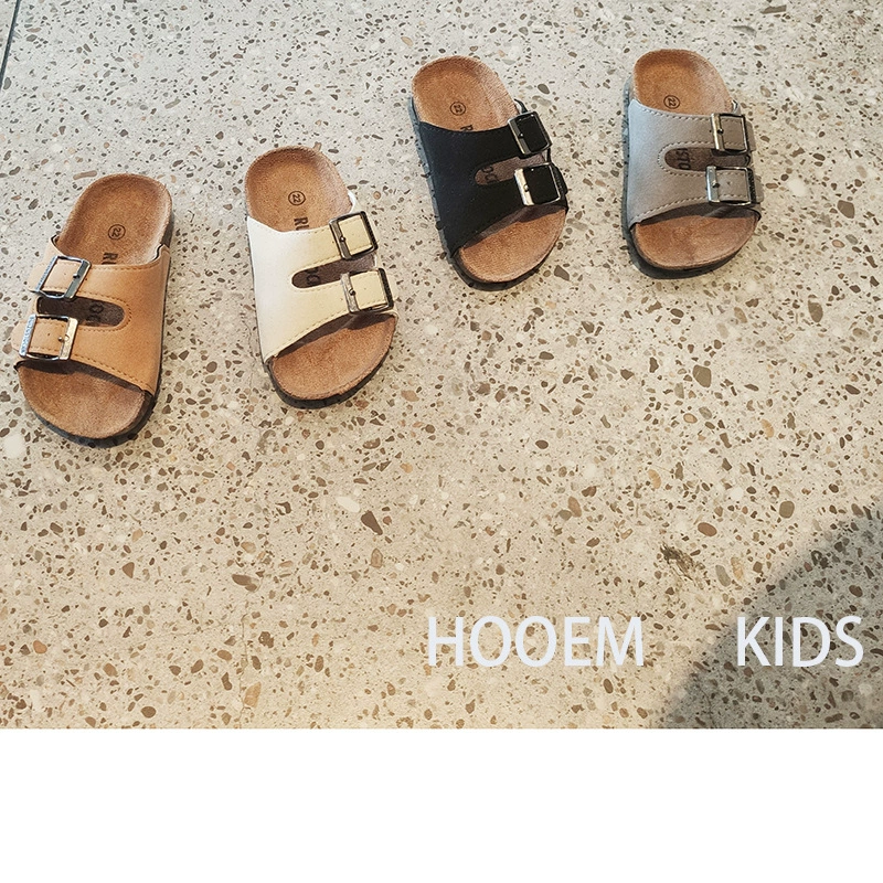 Мужские и женские пробковые тапочки 2023 Летние сандалии из деревянных отрубей для родителей и детей на двух пуговицах