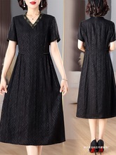 品牌女2025新款真丝桑蚕丝连衣裙中老年妈妈装香云纱改良旗袍裙子