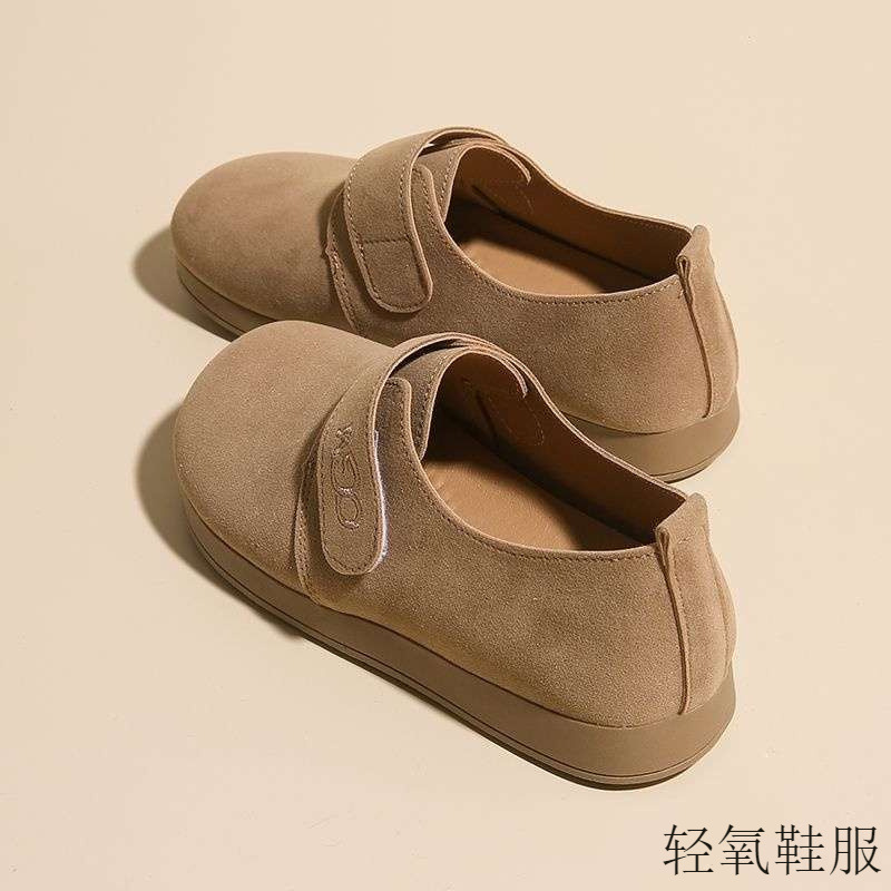 2025早秋新款女鞋软底魔术贴单鞋复古丑萌豆豆鞋休闲软木鞋|undefined