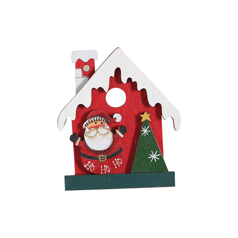Nuevos productos transfronterizos colgantes de madera de Navidad árbol de Navidad alce automóvil casa colgantes colgantes decoraciones de Navidad