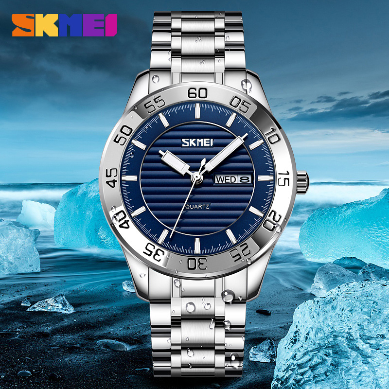 Momento de acero sólido reloj de hombre calendario de ventas calientes transfronterizas reloj de negocios reloj de cuarzo impermeable comercio exterior al por mayor
