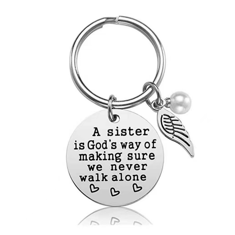 Llavero del acero inoxidable de las buenas hermanas de la sangre No hermanas del llavero de las alas de la Perla del mejor amigo