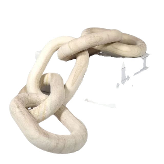 País estilo Paulownia madera familia Cadena de madera fiesta decoración del hogar nudo de madera Fondo 5 anillos Cadena de madera adornos de escritorio