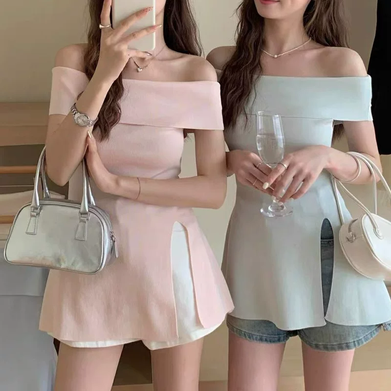 Summer knitted brace, Korean style, open shoulders