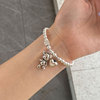 Cute brand round beads, bracelet, universal adjustable elastic strap, silver 925 sample, with little bears, simple and elegant design, wholesale