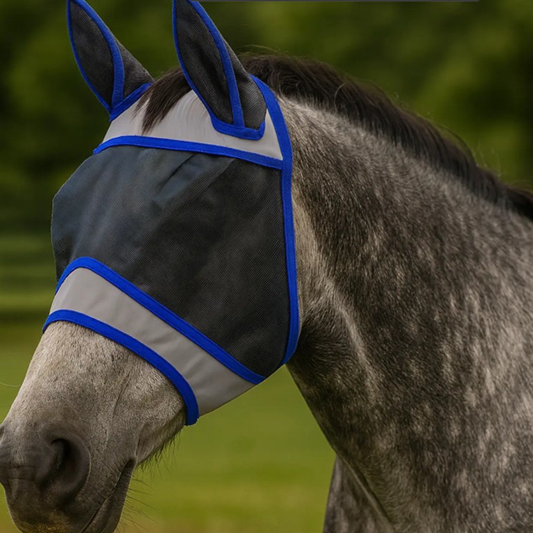 Horse head cover, face shield for horses, mosquito and fly protection, wind and sand protection, sun protection, breathable mesh, horse face mask, horse protective gear.