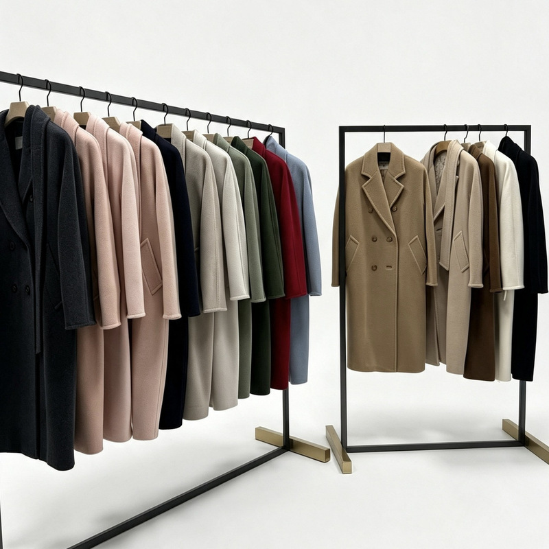 101801 Haute Couture Max Camel-Colored Double-Breasted Wool and Cashmere Coat for Women, Mid-Length Woolen Overcoat