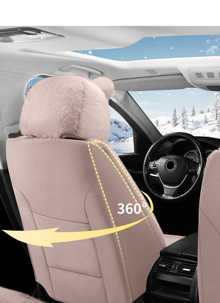 New All-Inclusive Car Seat Cushion Linen Breathable Cartoon Bear Four-Season Universal Car Seat Cushion Wear-Resistant Car Seat Cover