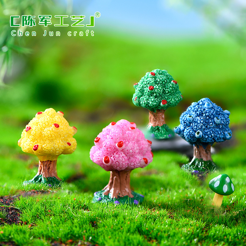 Cây táo mini tiểu cảnh rêu, phụ kiện resin nhỏ trang trí sen đá DIY dễ thương (z-CJ-441)