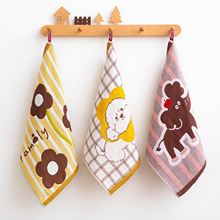 出口韩国柔软纯棉方巾小象红苹果下午茶厨房毛巾儿童卡通擦手巾