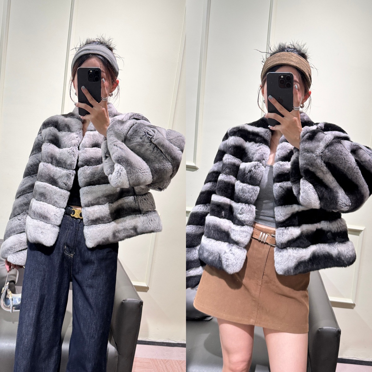 Excellent new winter style women's short rabbit fur coat in shades of blue, purple, and totoro color; slimming and youthful.