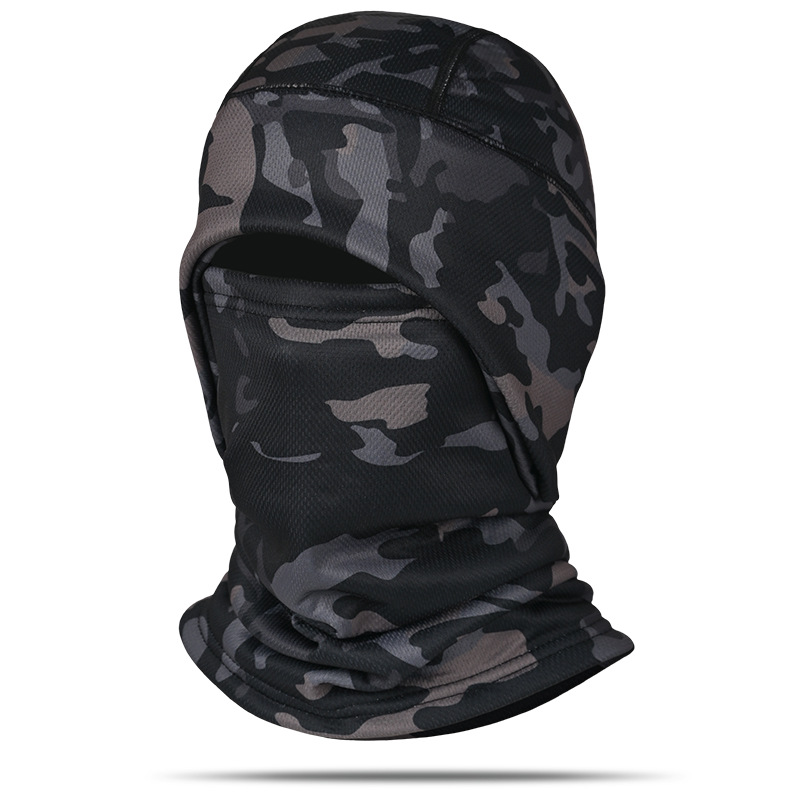 Sombrero cálido de invierno orejeras forradas de lana a prueba de frío Camuflaje a prueba de viento bufanda de esquí táctica engrosada máscara de equitación