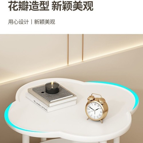 Minimalist modern cream style clover edge console table creative floral shape bedside table home curved surface display bedside table