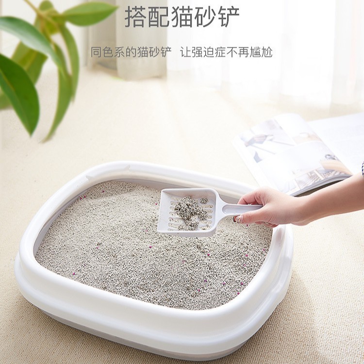 La caja de arena para gatos de gran tamaño es semicerrada, a prueba de salpicaduras externas, caja de arena para gatos de borde alto, baño para gatos, fábrica de suministros para mascotas al por mayor