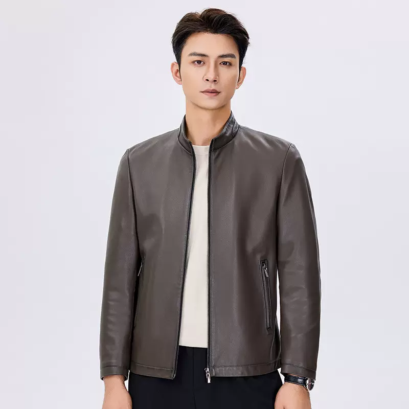 新款真皮皮衣男士立领绵羊皮皮夹克商务休闲秋季单款外套单皮夹克
