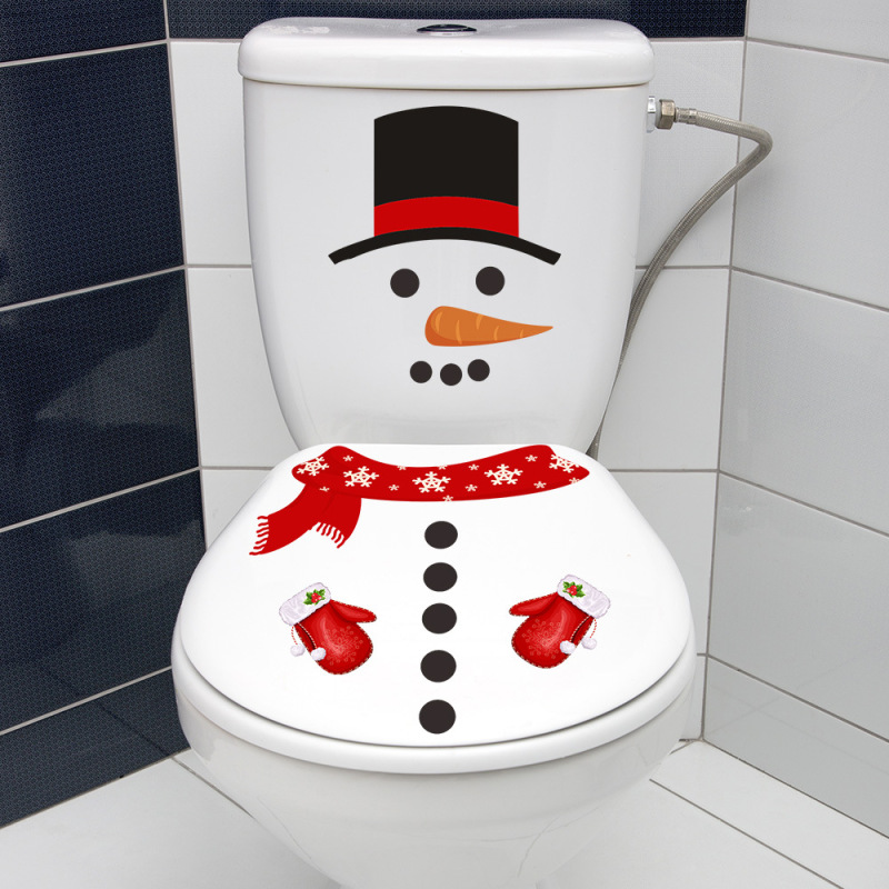 尚易SPZ-S0388クリスマス雪だるま便器装飾自己粘着壁貼りPVC浴室クロスボーダー直採便器貼り|undefined