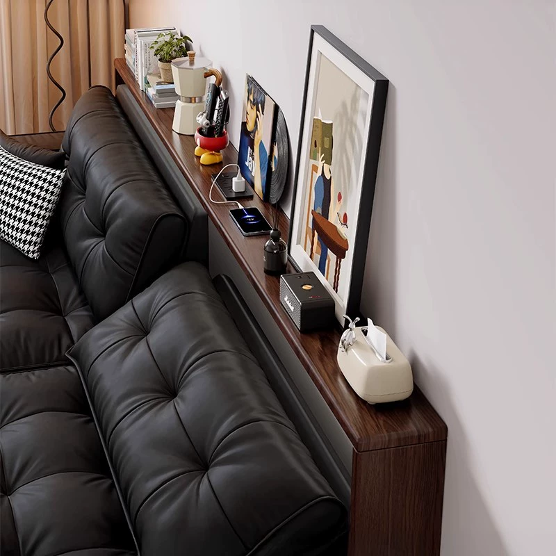 Стеллаж для хранения спинки дивана из массива дерева, шкаф, длинная полка для хранения в конце кровати, небольшое узкое хранилище для стола у стены.