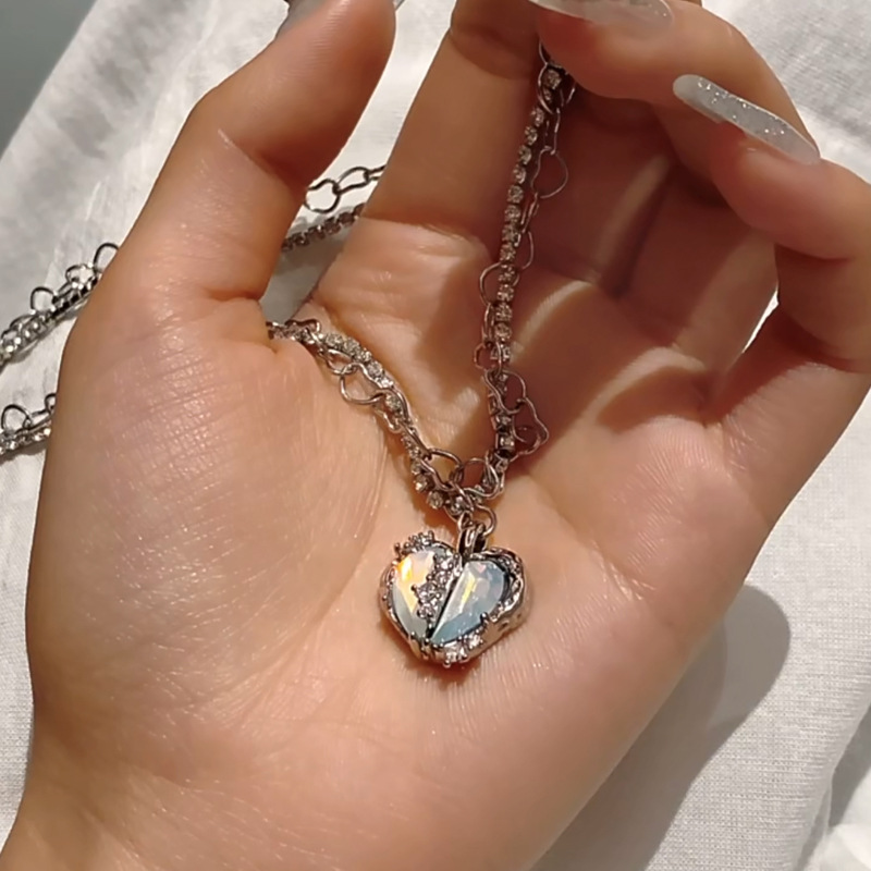 Fashion Sweet Geometric Heart Shape Alloy Plating Metal Artificial Gemstones Rhinestones Womenu0027S