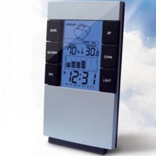 室内电子温度计 家用电子温湿度计 带时间 背光 天气预报闹钟