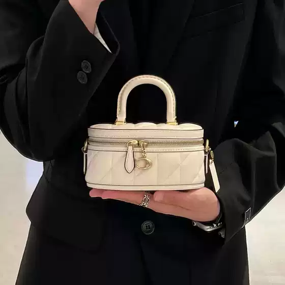 2024 New Quilted Diamond Pattern Box Bag Vintage Trali 17 Shoulder Crossbody Chain Bag Cosmetic Bag for Women