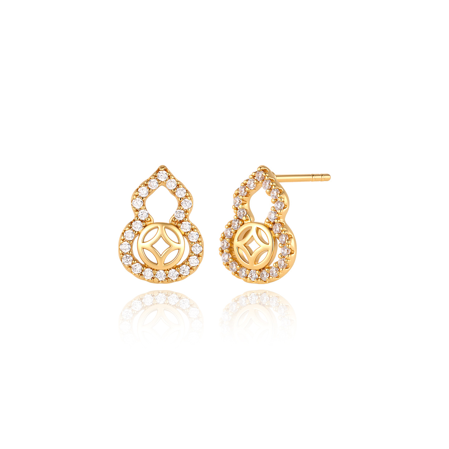 Xuping nuevo diseño hueco chino pendientes de calabaza de bronce imitación de oro lujoso temperamento ligero pendientes de mujer pendientes al por mayor