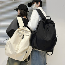 批发复古书包2025新款纯色初高中学生背包大容量防泼休闲双肩包