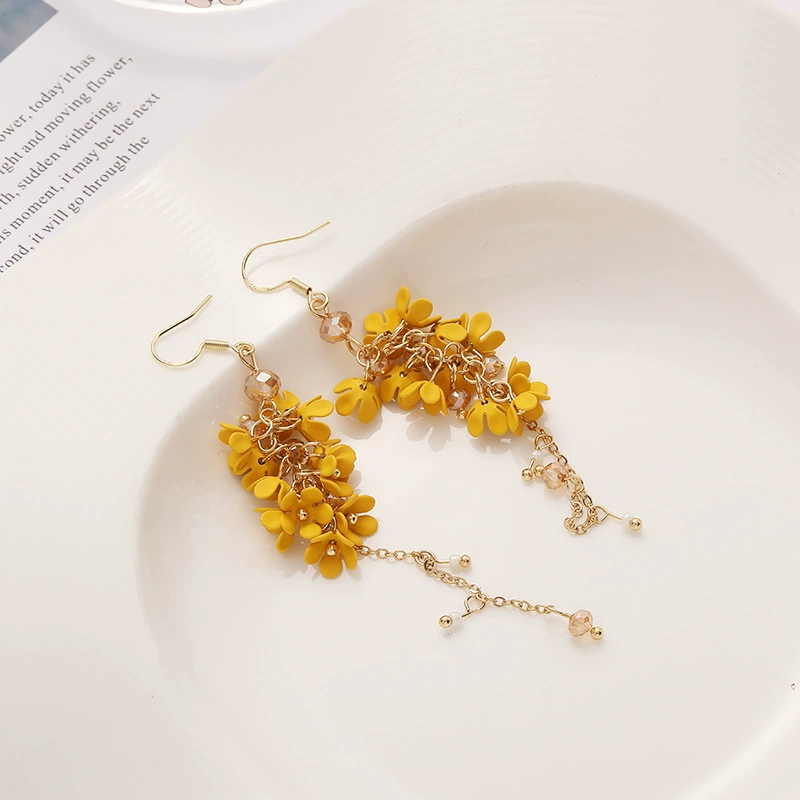 Длинные серёги, серьги-цепочки, нашивка от комаров, цветочные, городской стиль, новая коллекция