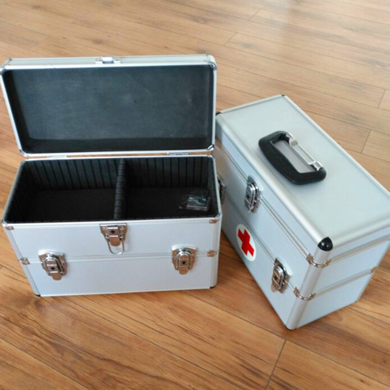 工厂推荐款家用医药收纳铝箱 双层铝合金药箱 多功能设备仪器箱