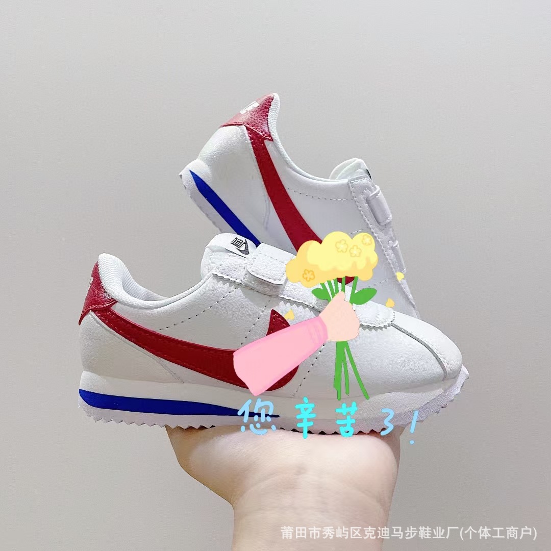 Original Box Cross-Border Boys and Girls Nk Ah Gan Brand New 15 Color Overseas Version Velcro Children's Sneakers