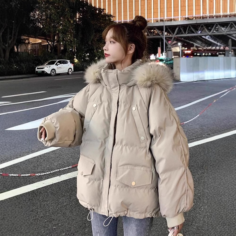 Down cotton-padded jacket for women 2024 new winter Korean style thick short cotton-padded jacket loose slimming parker suit for women