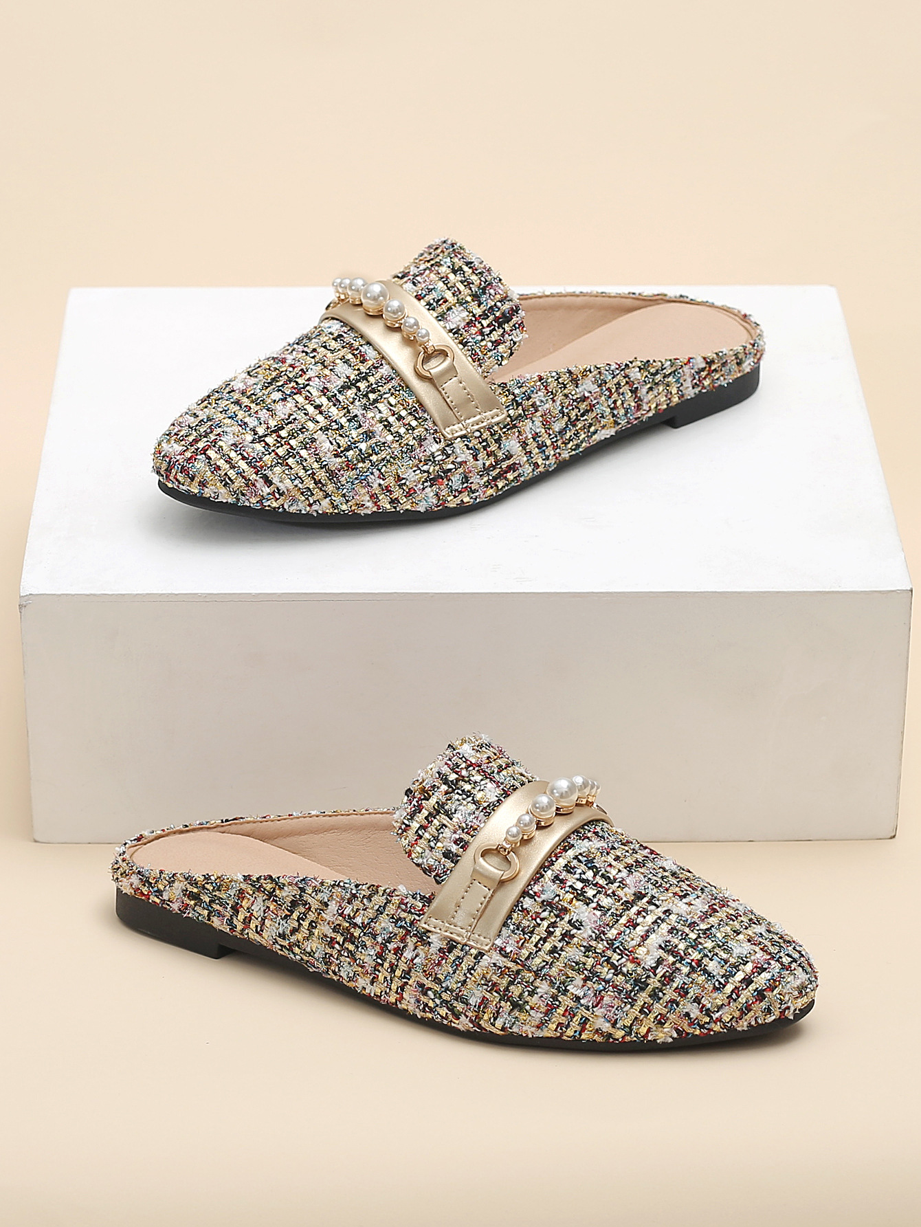 Fragrance style outside wear pointy toe half drag flat heel shoes lazy plus size fashion all-match cross-border foreign trade wholesale_voghion.com