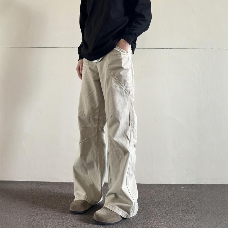 Vintage Washed Distressed Cleanfit Casual Cargo Pants Men Vintage Loose Straight Versatile Pants Men